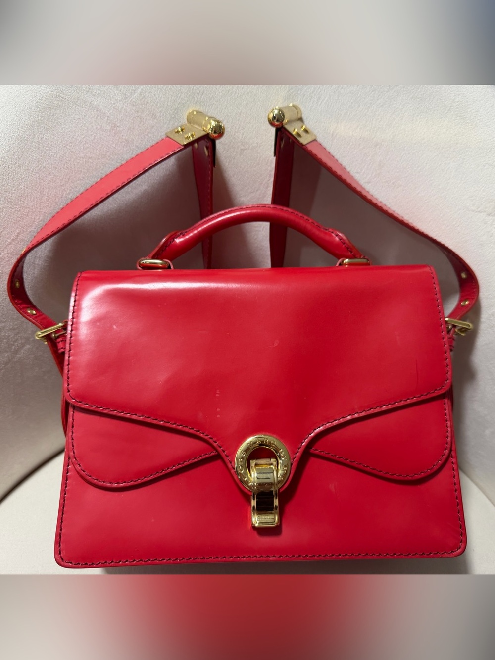 Marc By Marc Jacobs Percy Red Turnlock Shoulder Bag Gold Hardware